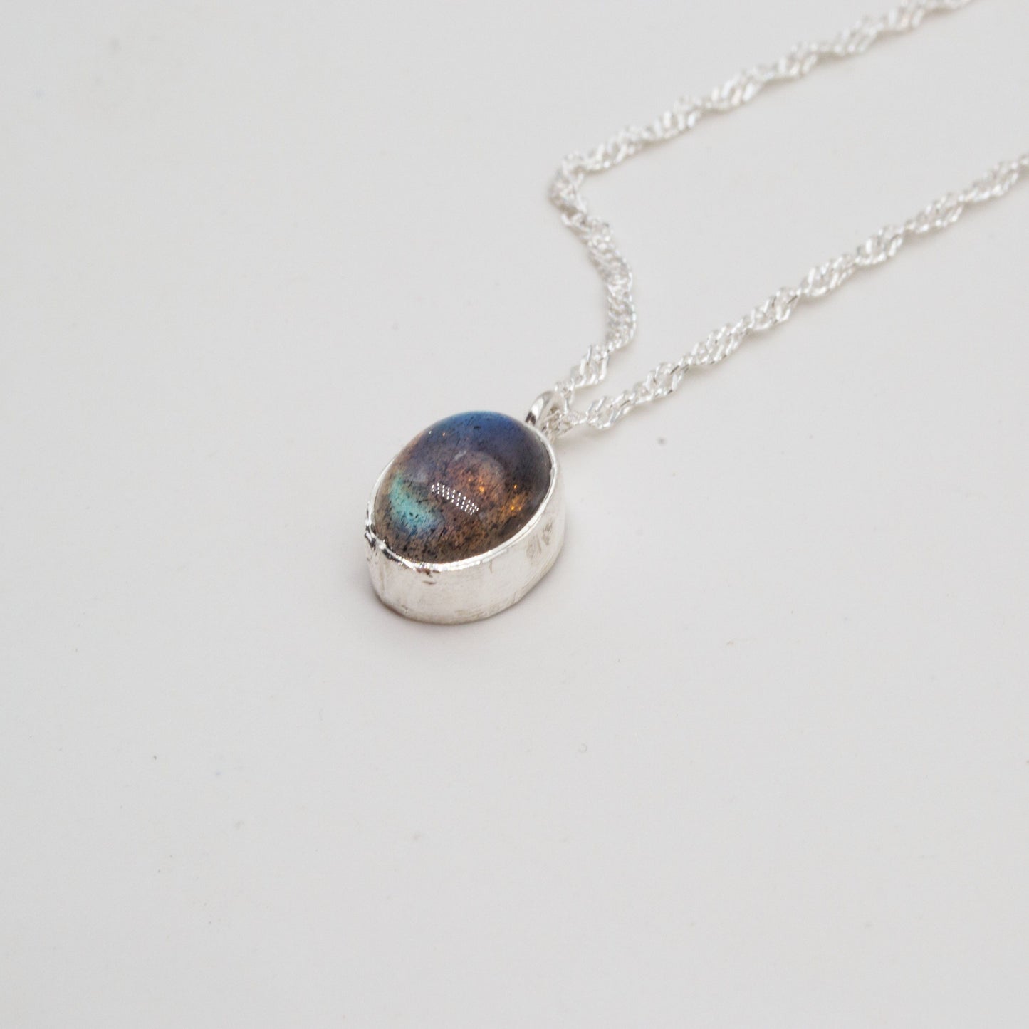 Becky Pearce Designs Oval labradorite on a twisted curb chain