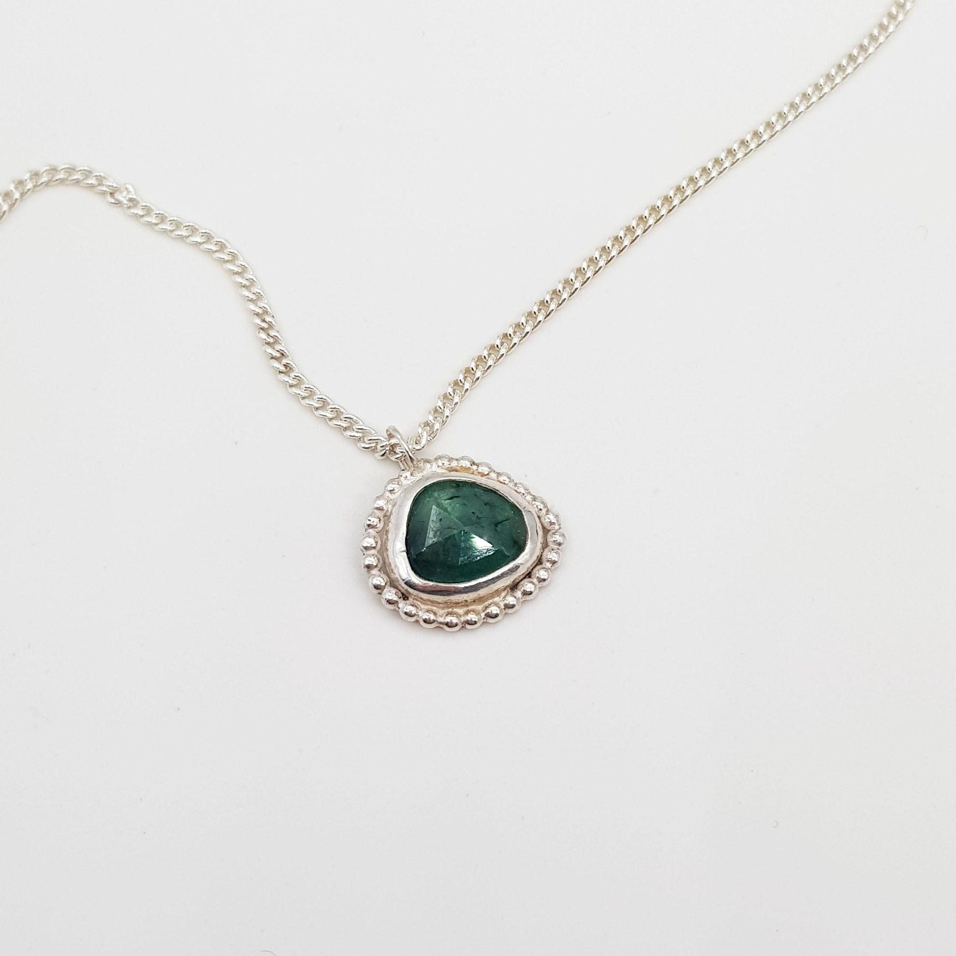 Becky Pearce Designs Beaded emerald freeform pendant
