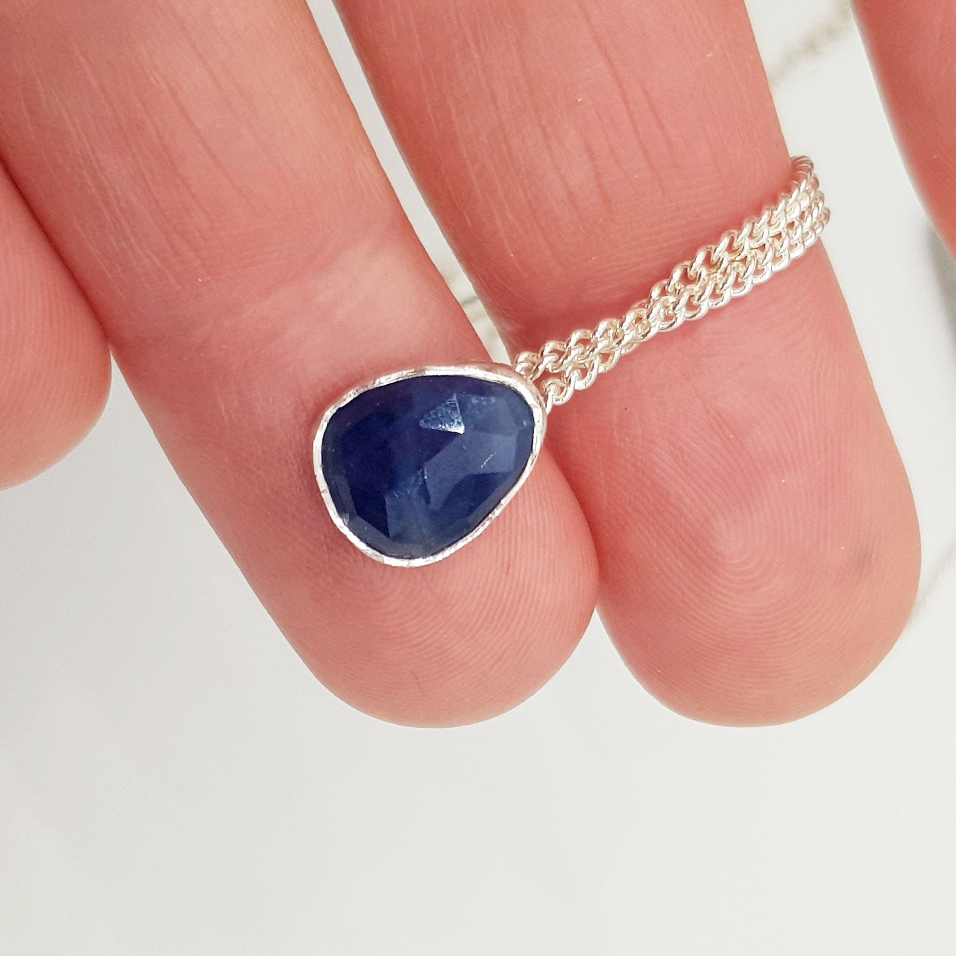 Becky Pearce Designs freeform blue sapphire pendant