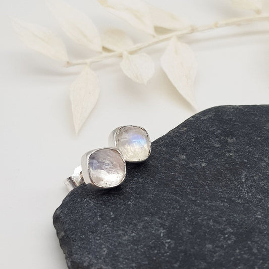 Becky Pearce Designs Moonstone cushion cut stud earrings