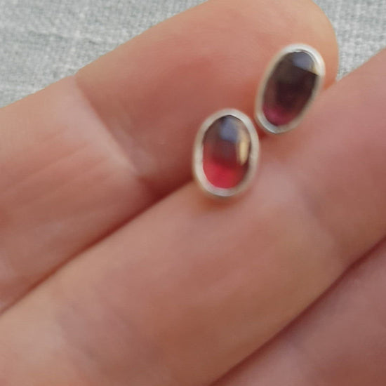 raspberry spinel earrings