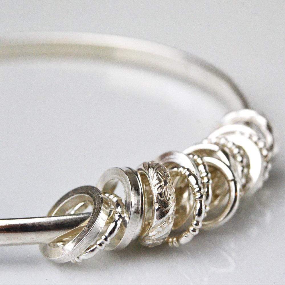 Becky Pearce Designs bangle Classic silver bangle with ring charms