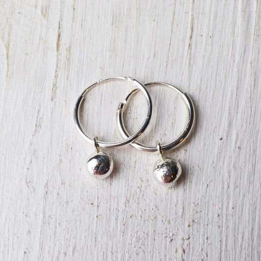 Becky Pearce Designs Earrings Silver drop hoops