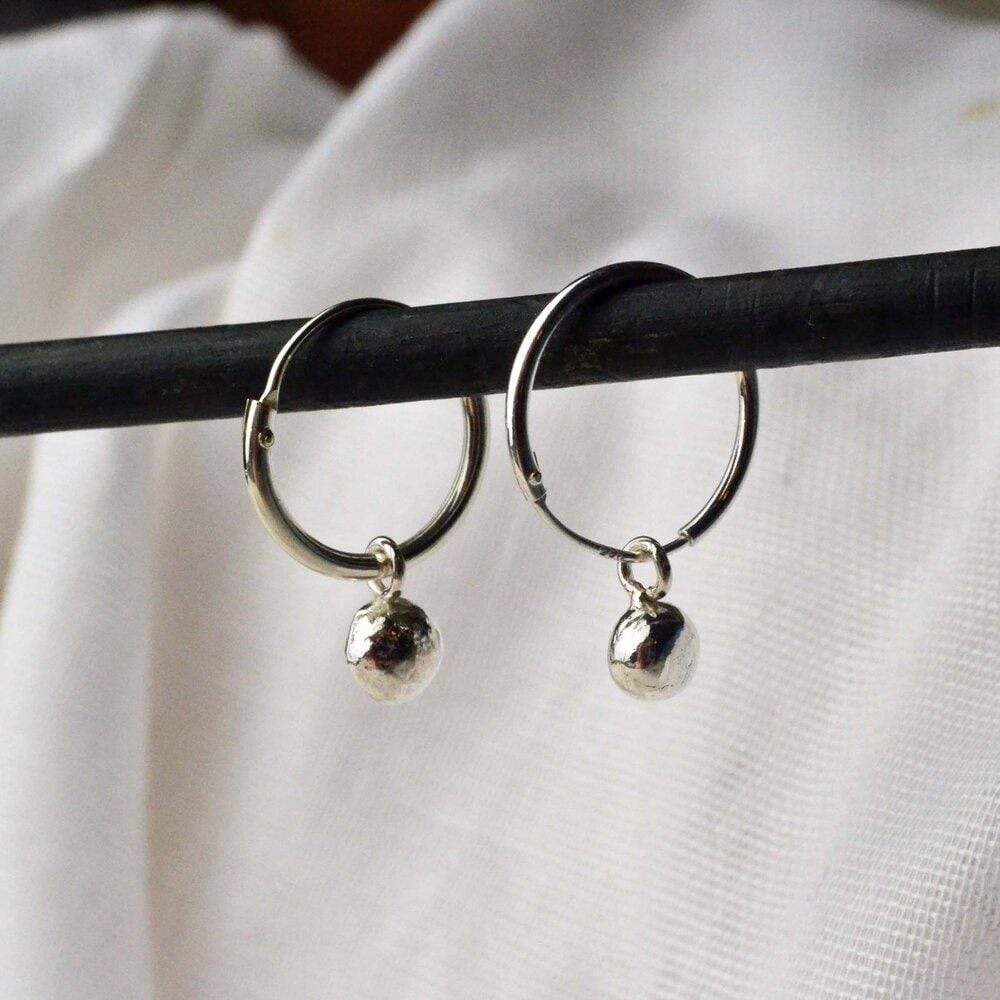 Becky Pearce Designs Earrings Silver drop hoops