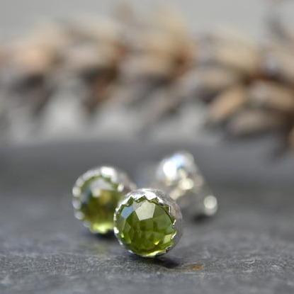 Becky Pearce Designs Earrings 5mm / August - Peridot Birthstone rose-cut stud earrings