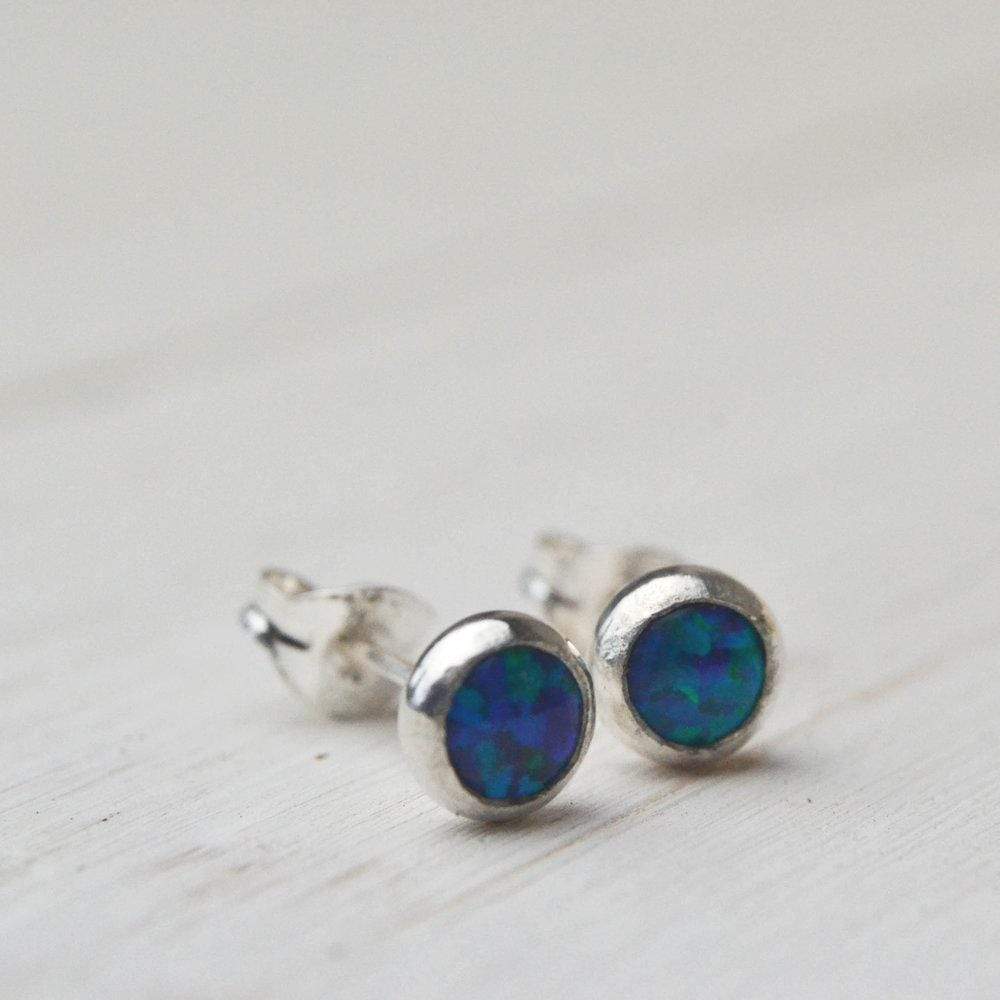 Becky Pearce Designs Earrings 6mm Dark opal stud earrings