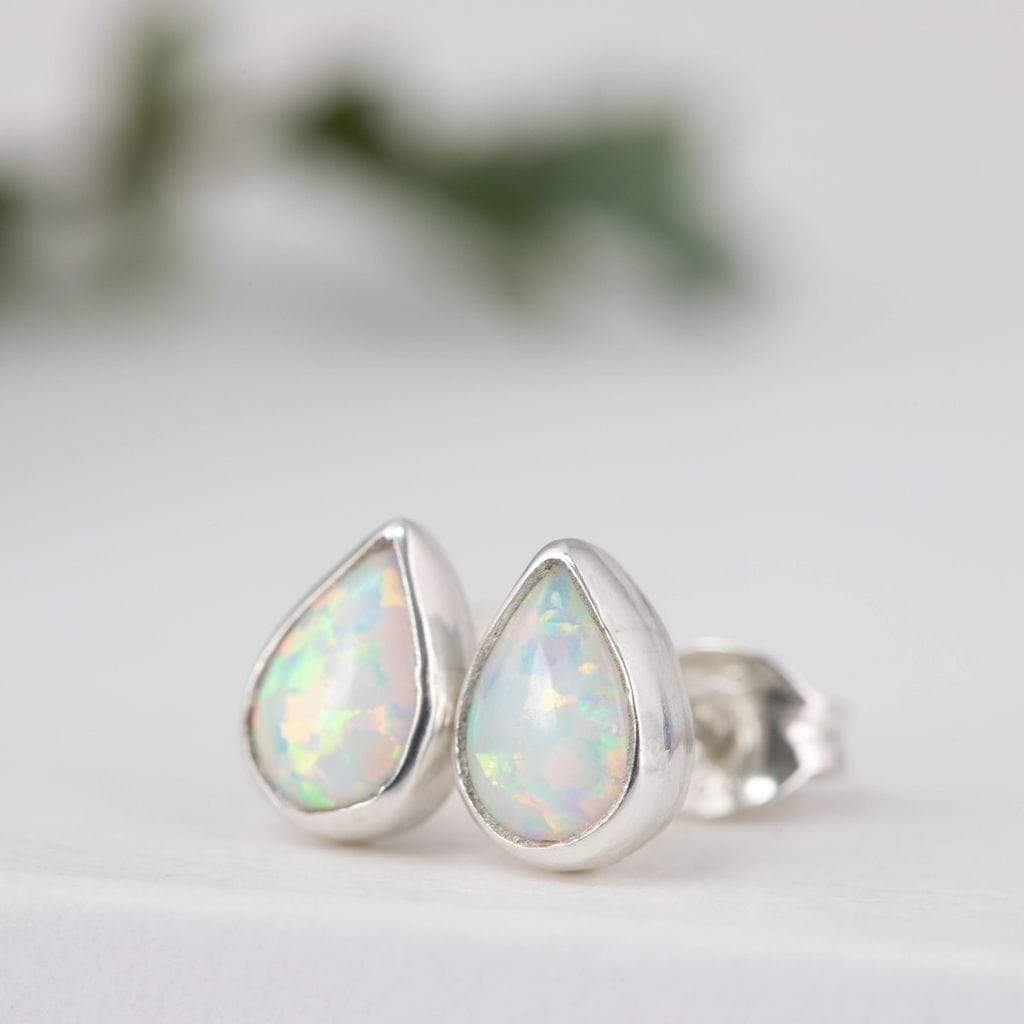 Becky Pearce Designs Earrings Opal pear stud earrings