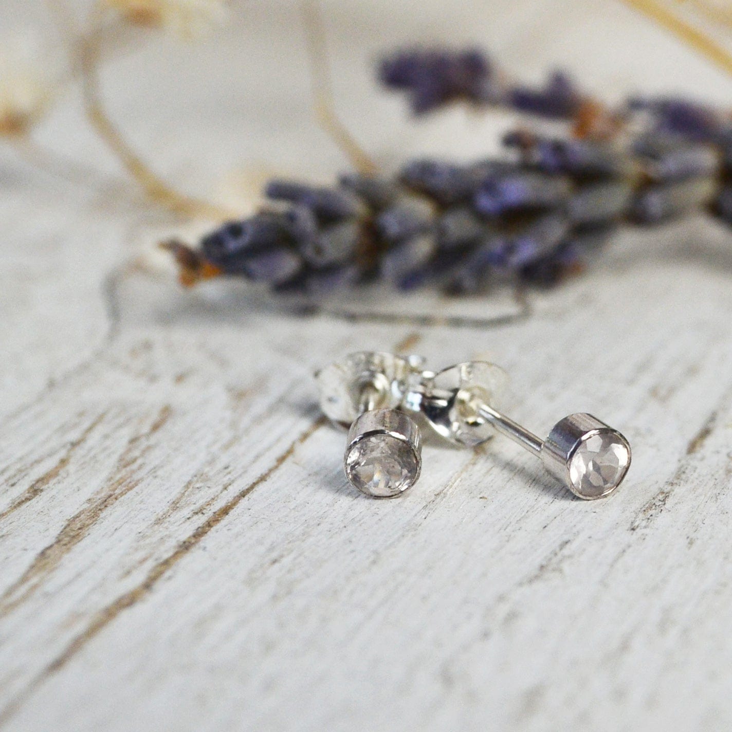 Becky Pearce Designs Earrings Rose quartz Dainty gemstone stud earrings