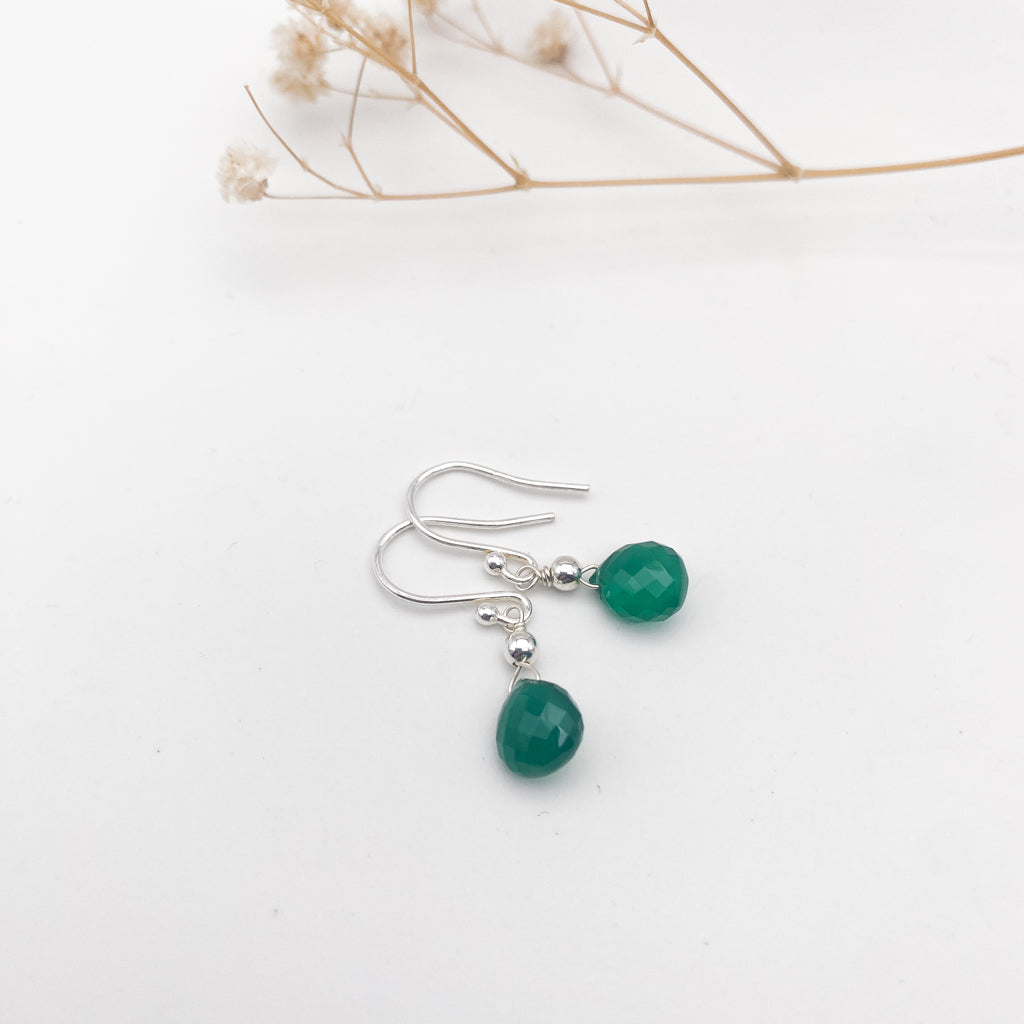 Green onyx dangle earrings