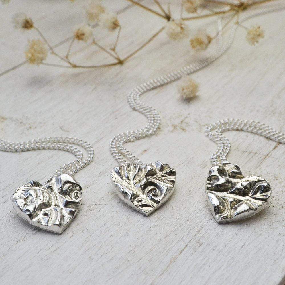 Becky Pearce Designs necklace Textured silver heart pendant necklace