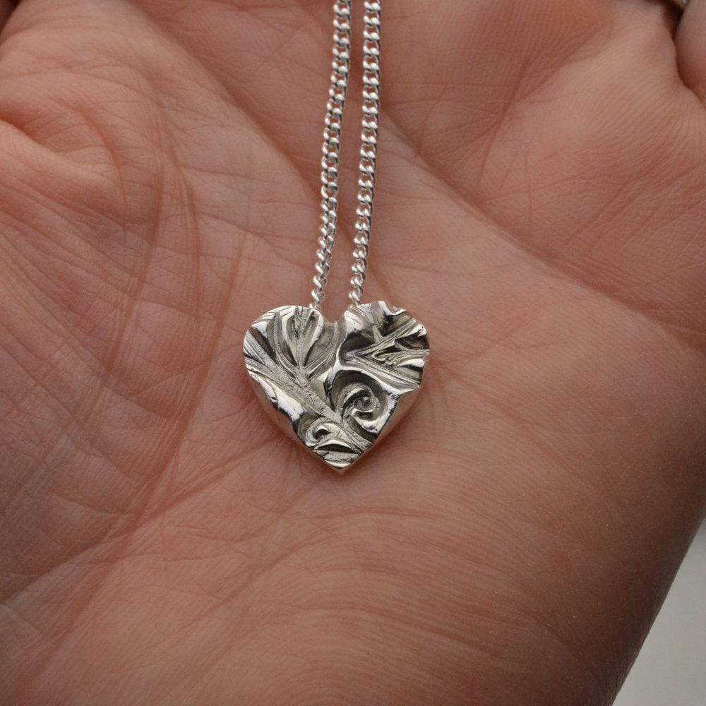 Becky Pearce Designs necklace Textured silver heart pendant necklace