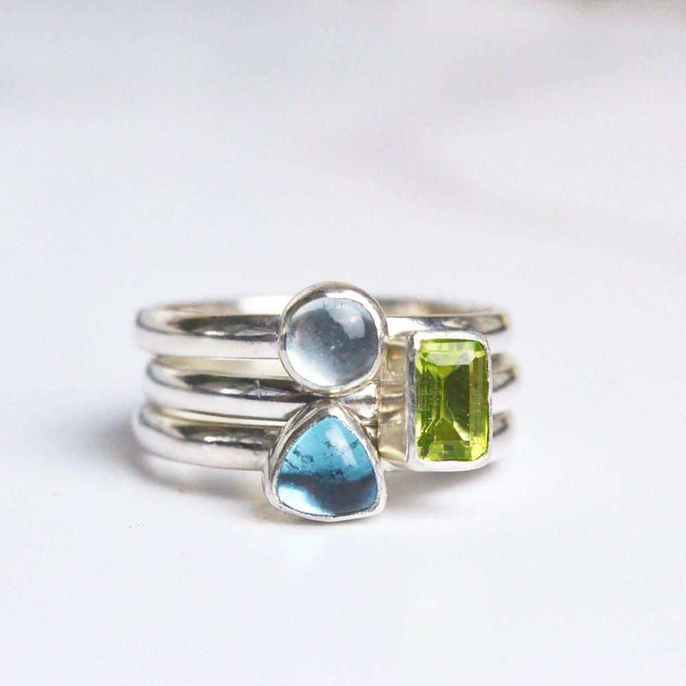 Becky Pearce Designs Rings Octagon faceted birthstone stacking ring