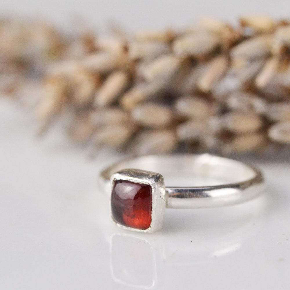 Becky Pearce Designs Rings Square birthstone stacking ring - cabochon stone