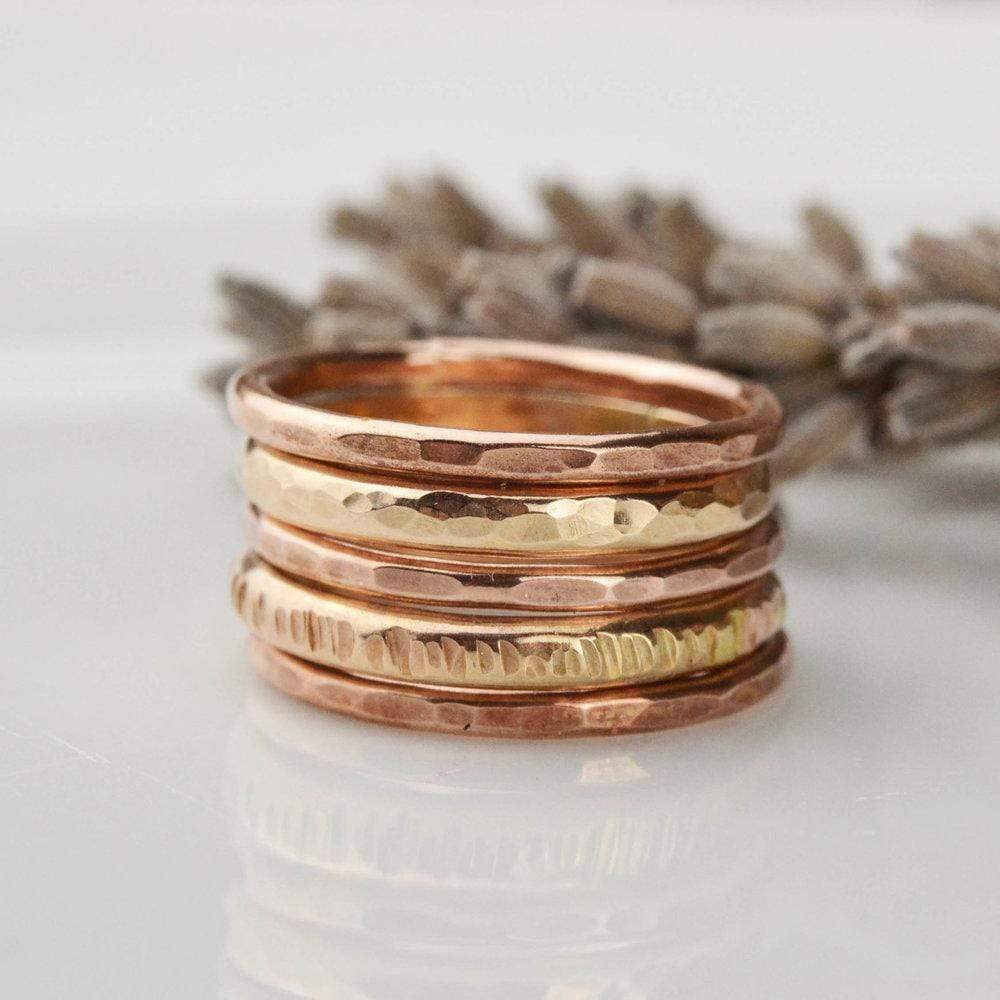 Becky Pearce Designs Rings Copper and rolled gold stacking set