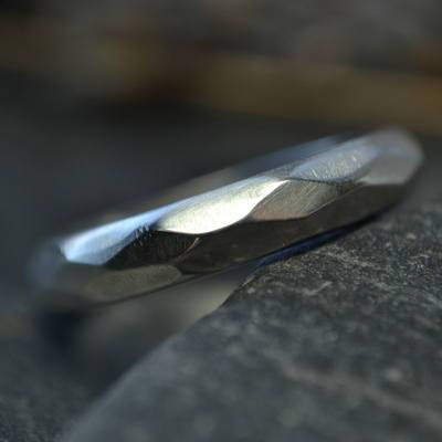 Becky Pearce Designs Rings Faceted sterling silver ring