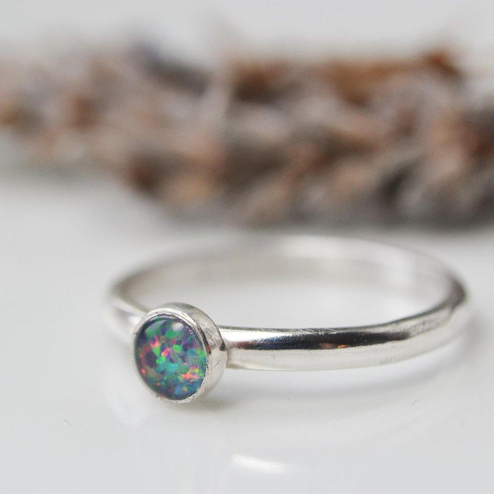 Becky Pearce Designs Rings Round cabochon birthstone stacking ring