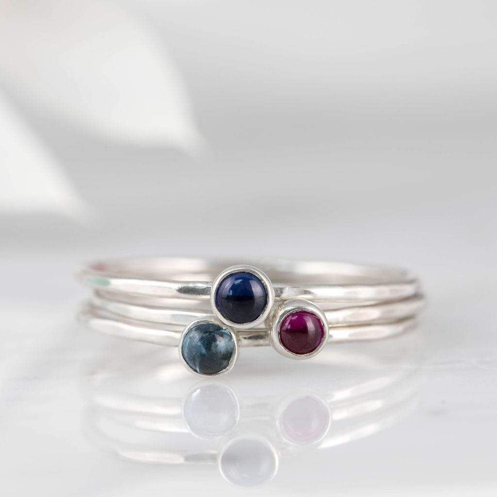 Becky Pearce Designs Rings Skinny sterling silver gemstone stacking ring