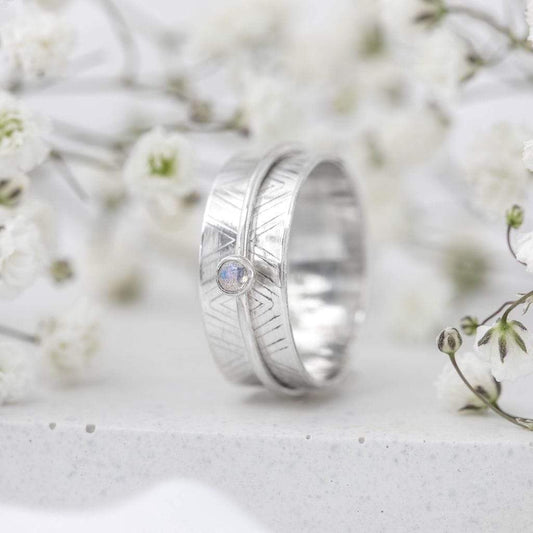 Becky Pearce Designs Rings Geometric pattern - sterling silver spinner ring