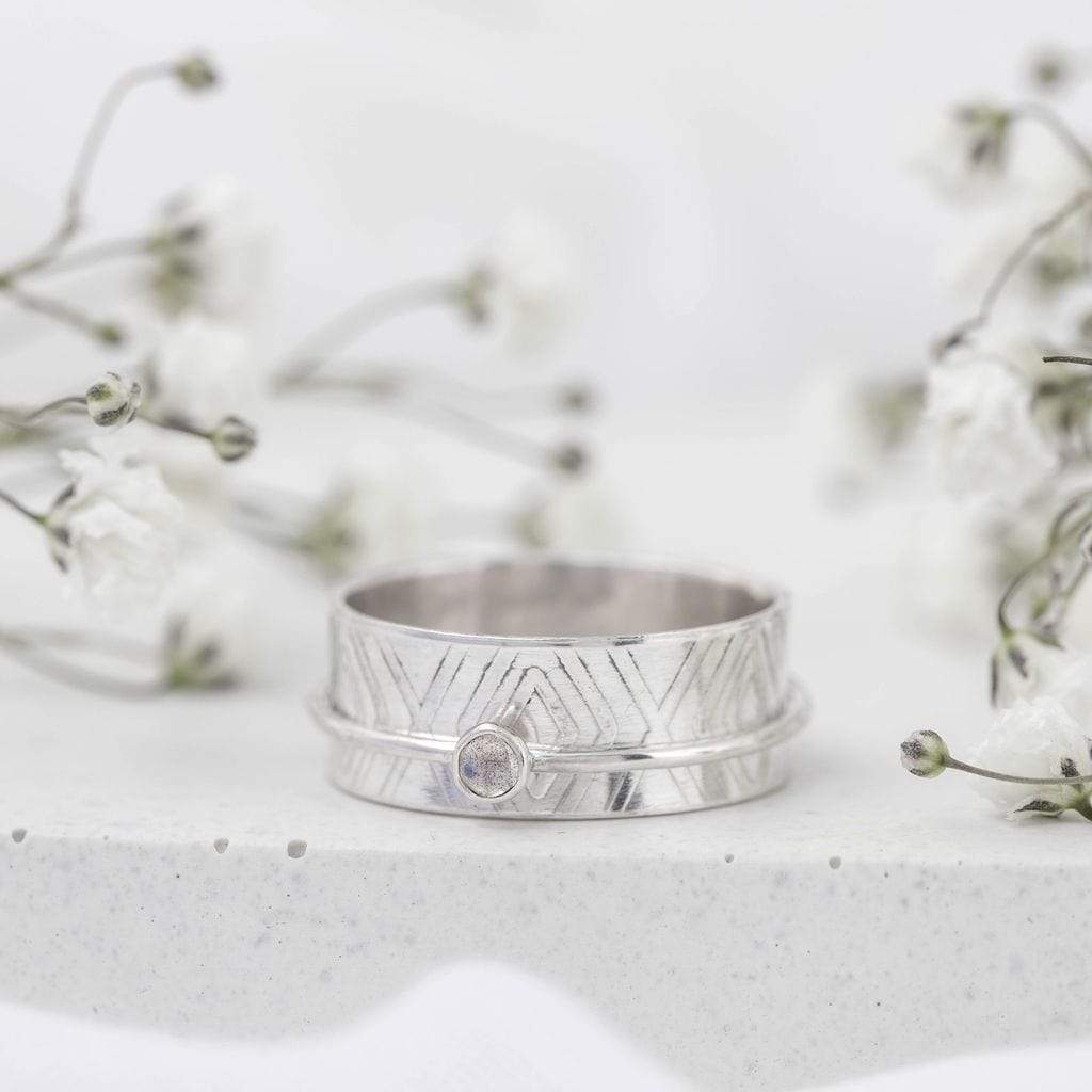 Becky Pearce Designs Rings Geometric pattern - sterling silver spinner ring