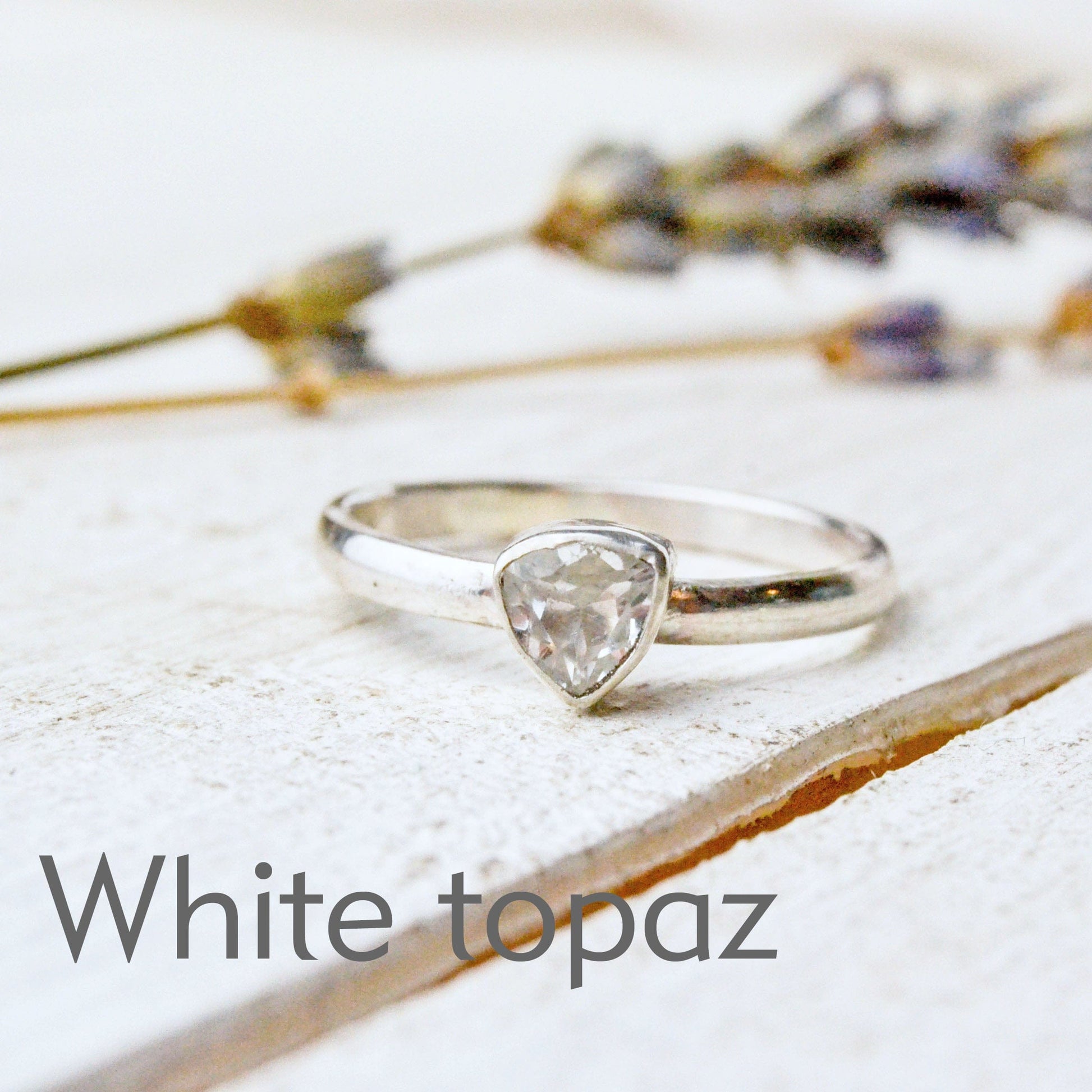 Becky Pearce Designs Rings White topaz or Cubic Zirconia (April) Birthstone Stacking Ring