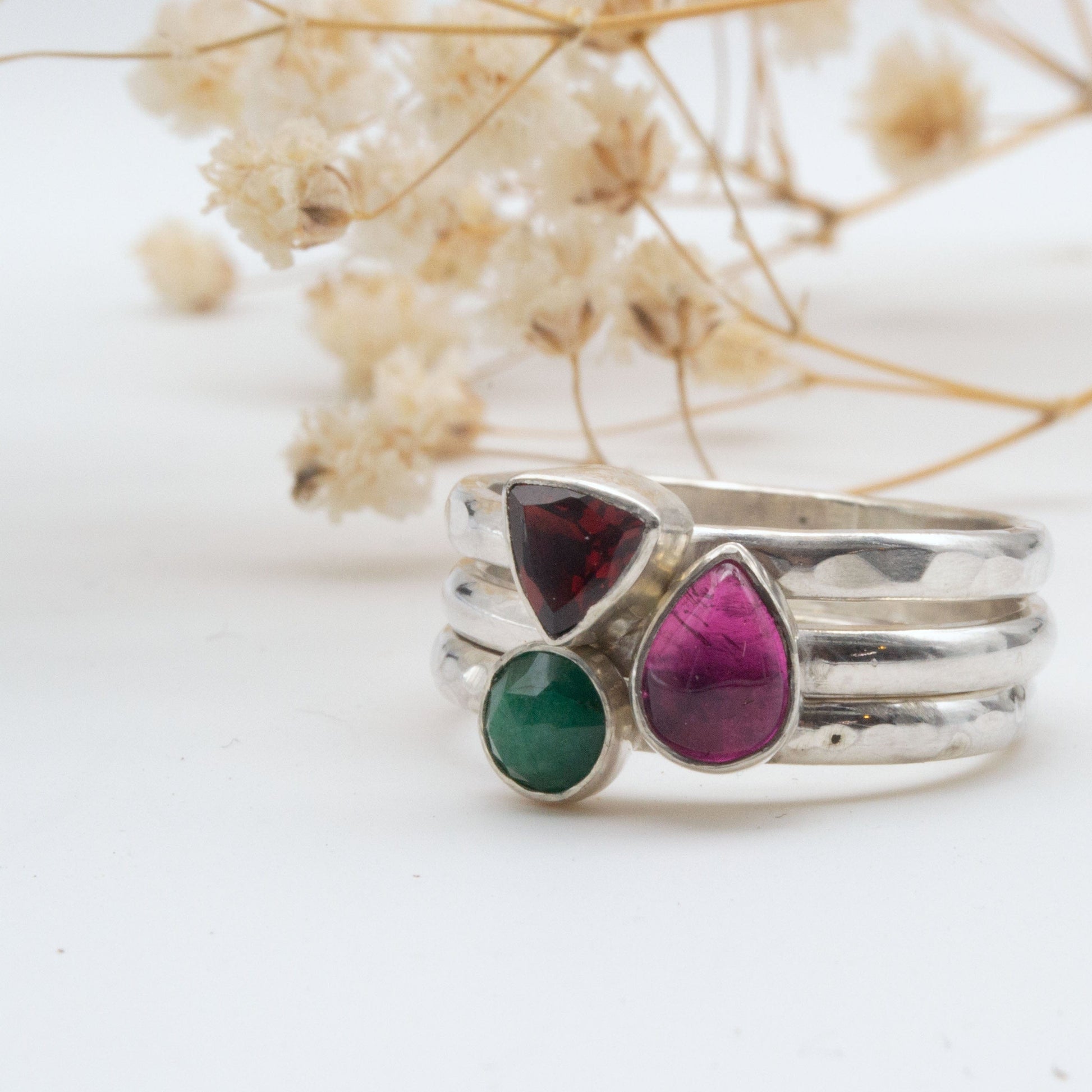 Pink Tourmaline (October) Birthstone Stacking Ring