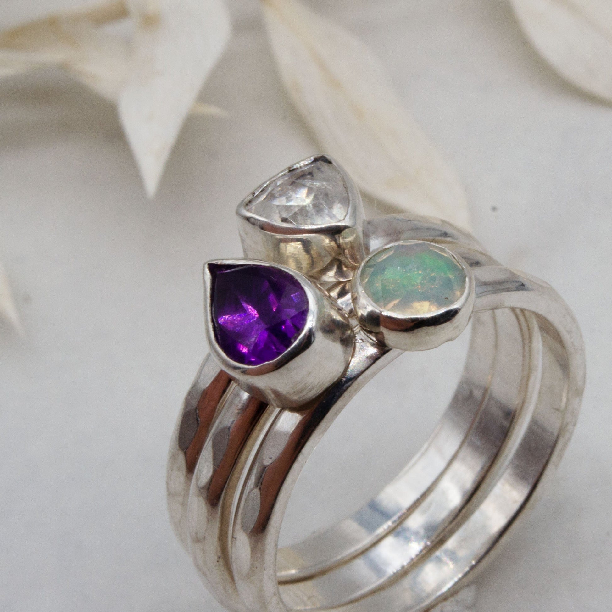 Opal (October) Birthstone Stacking Ring – Becky Pearce Designs