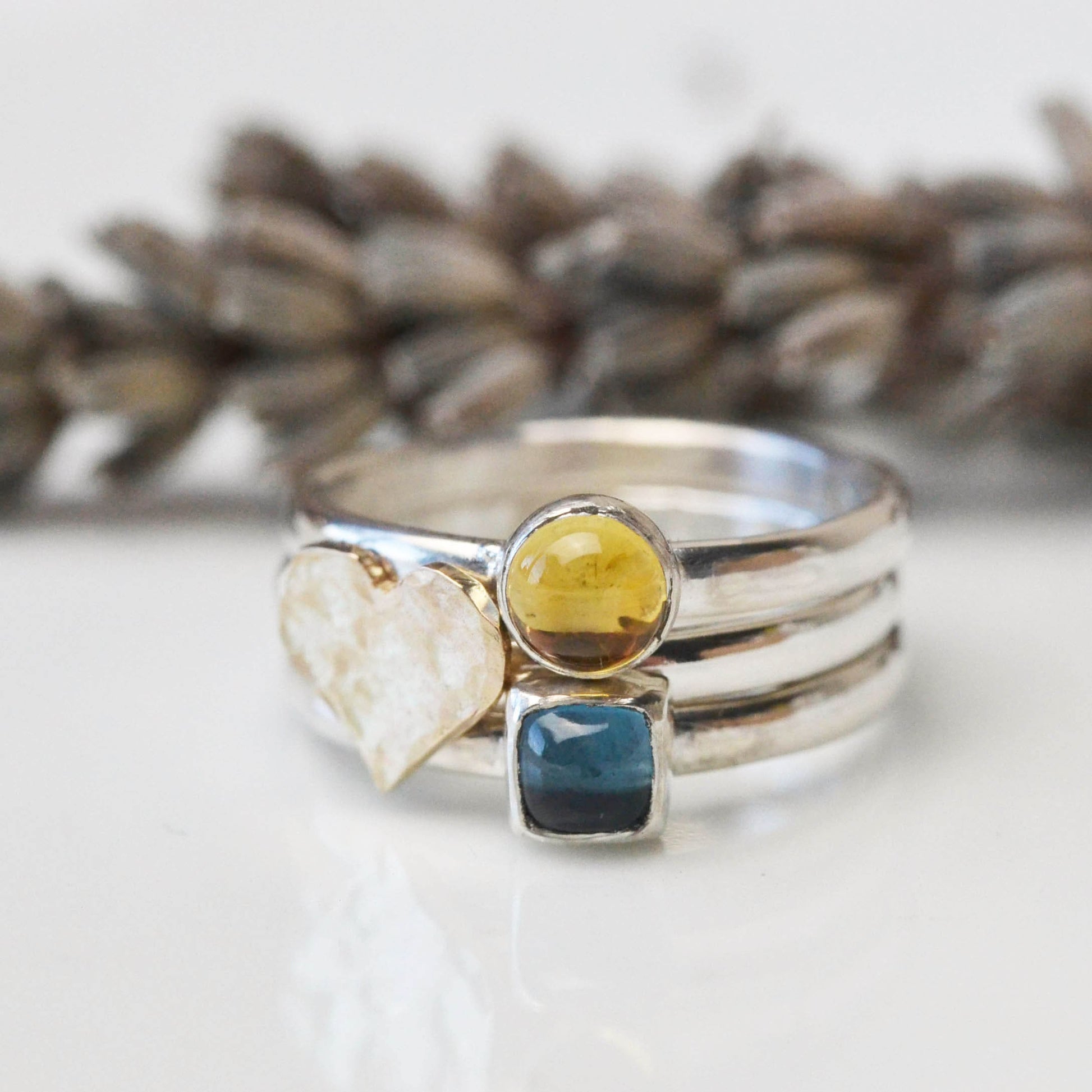 Becky Pearce Designs Rings Round Cabochon 5mm Citrine (November) Birthstone Stacking Ring