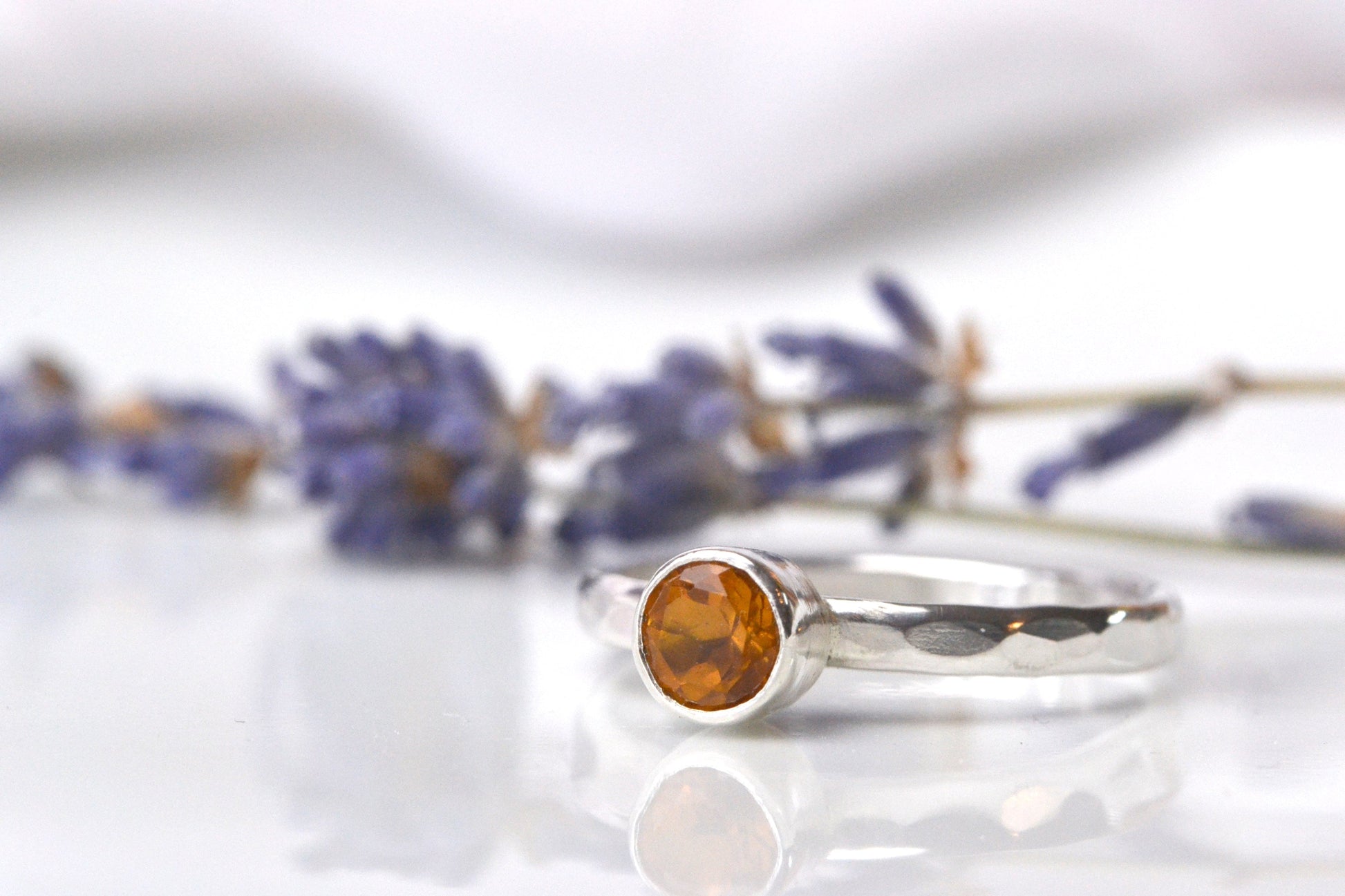 Becky Pearce Designs Rings Round Faceted 5mm Citrine (November) Birthstone Stacking Ring