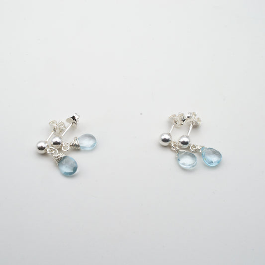 Sky blue topaz stud dangle earrings