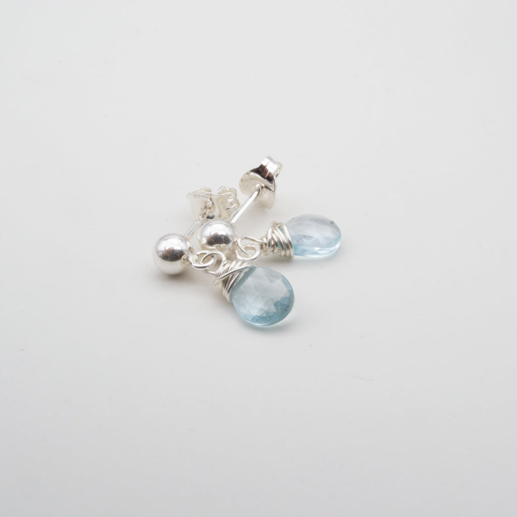 Sky blue topaz stud dangle earrings